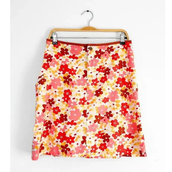 Vintage 00s Y2K Patagonia Water Girl Hawaiian Flower Surf Print Skirt size 8 - Picture 1 of 7